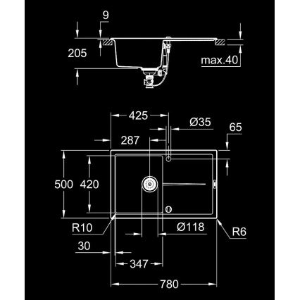 GROHE 31639AP0 - Kompozitní dřez K400 780 × 500 mm černá