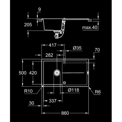 GROHE 31640AP0 - Kompozitní dřez K400 860 × 500 mm černá