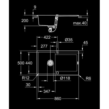 GROHE 31644AP0 - Kompozitní dřez K500 860 × 500 mm černá