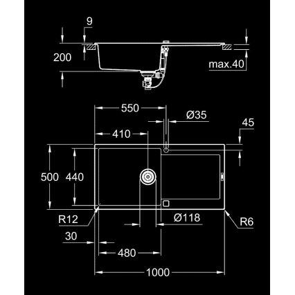GROHE 31645AP0 - Kompozitní dřez K500 1000 × 500 mm černá