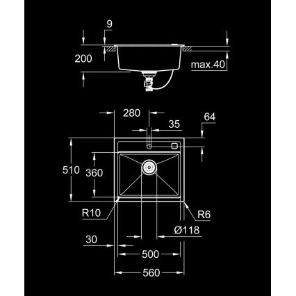 GROHE 31651AP0 - Kompozitní dřez K700 560 × 510 mm černá