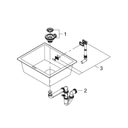 GROHE 31654AP0 - Dřez K700U 533 × 457 mm černý granit/černá