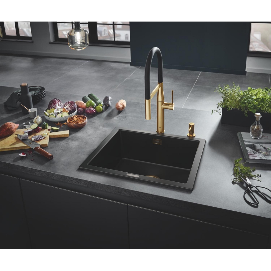 GROHE 31654AP0 - Dřez K700U 533 × 457 mm černý granit/černá