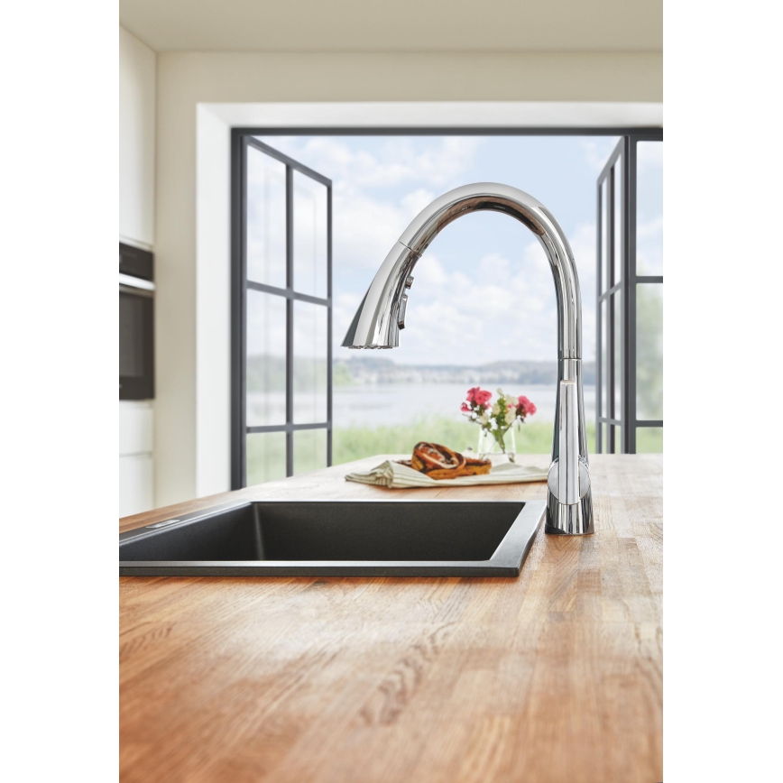 GROHE 31654AP0 - Dřez K700U 533 × 457 mm černý granit/černá