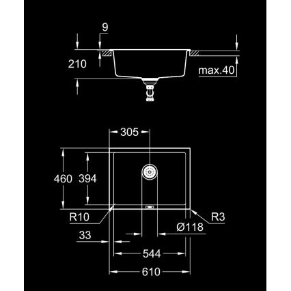 GROHE 31655AP0 - Kompozitní dřez K700U 610 × 460 mm černá