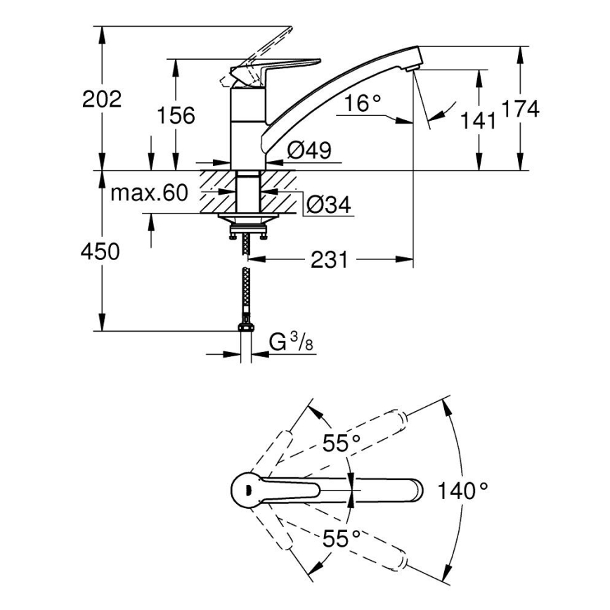 GROHE 31685000 - Dřezová baterie STARTECO lesklý chrom