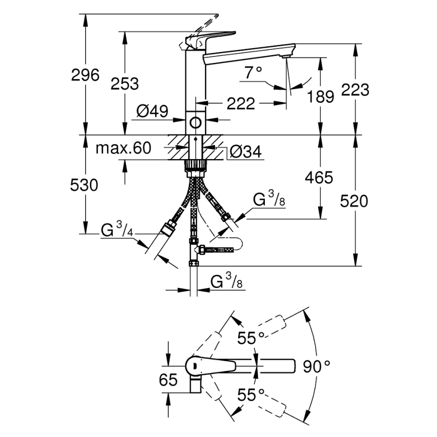 GROHE 31696000 - Dřezová baterie BAUEDGE lesklý chrom