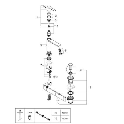 GROHE 32114001 - Umyvadlová baterie LINEARE DN 15 lesklý chrom