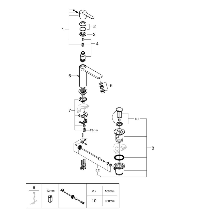 GROHE 32114001 - Umyvadlová baterie LINEARE DN 15 lesklý chrom