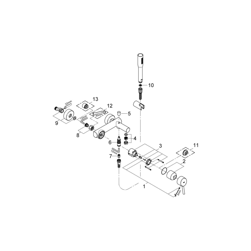 GROHE 32212001 - Vanová sada s baterií CONCETTO lesklý chrom