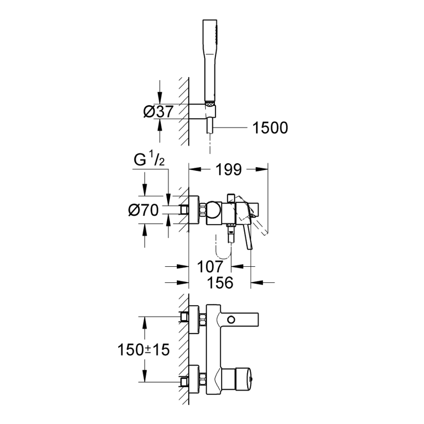 GROHE 32212001 - Vanová sada s baterií CONCETTO lesklý chrom