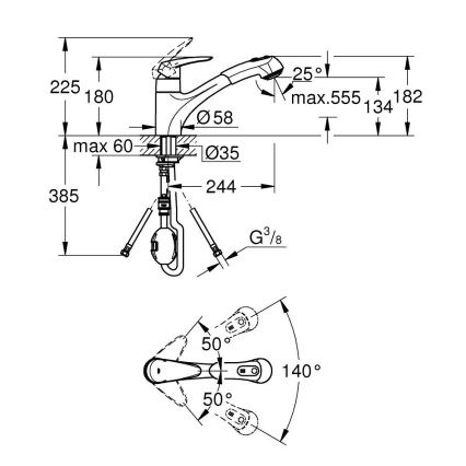 GROHE 32257001 - Dřezová baterie EURODISC lesklý chrom