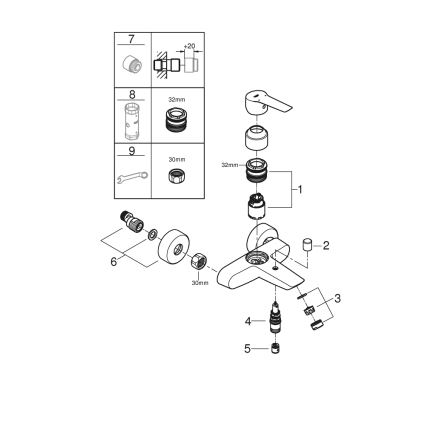 GROHE 322782432 - Vanová baterie START 188 mm černá