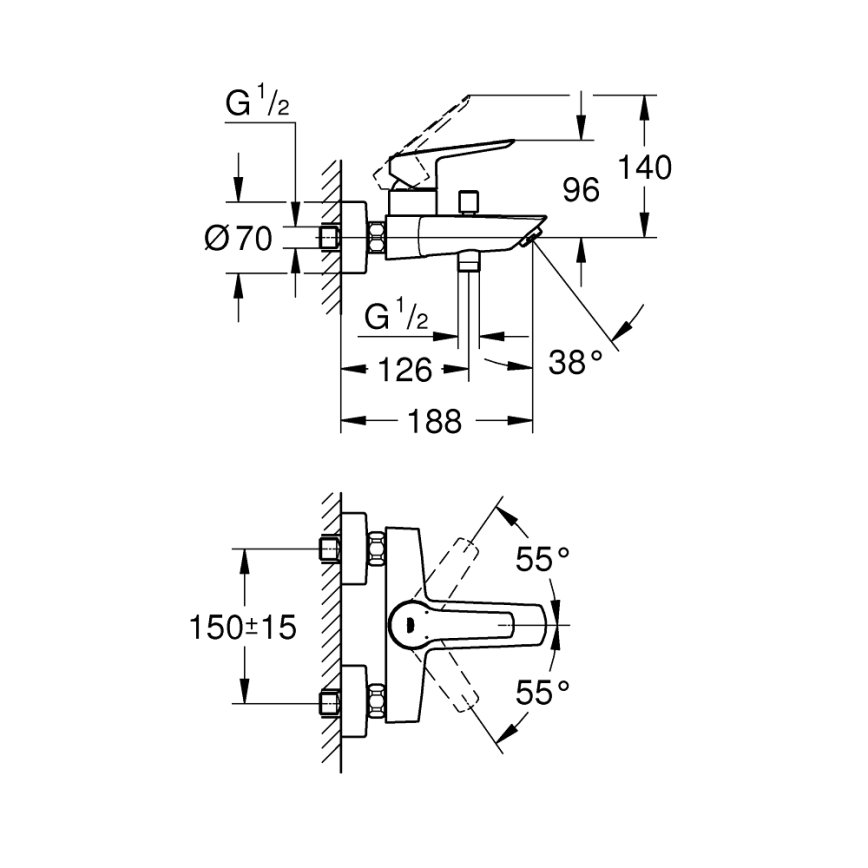GROHE 322782432 - Vanová baterie START 188 mm černá