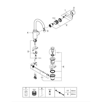 GROHE 32629002 - Umyvadlová baterie CONCETTO velikost L lesklý chrom