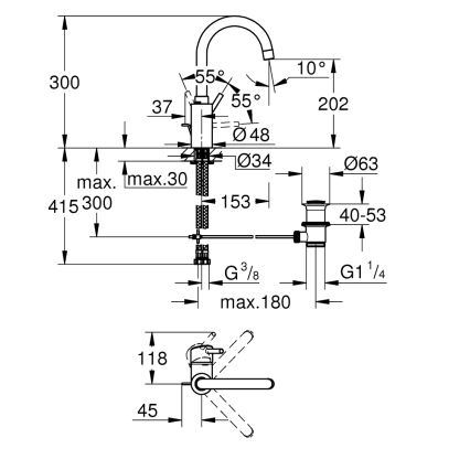 GROHE 32629002 - Umyvadlová baterie CONCETTO velikost L lesklý chrom