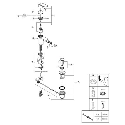 GROHE 32839000 - Bidetová baterie EUROSMART COSMOPOLITAN velikost S lesklý chrom