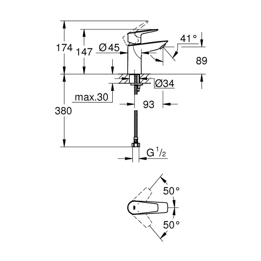 GROHE 32858001 - Umyvadlová baterie BAUEDGE 147 mm lesklý chrom
