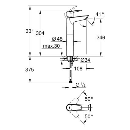 GROHE 32860001 - Umyvadlová baterie BAUEDGE 304 mm lesklý chrom