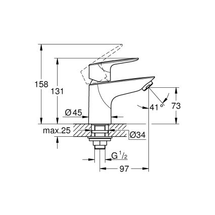 GROHE 32861001 - Stojánkový ventil BAUEDGE 131 mm lesklý chrom