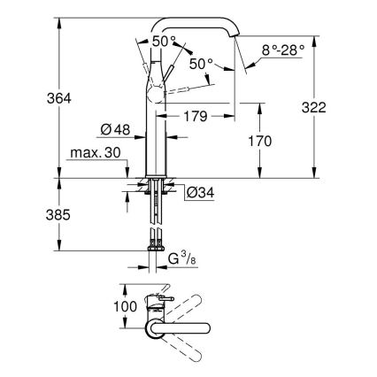 GROHE 32901DL1 - Umyvadlová baterie ESSENCE velikost XL bronzová