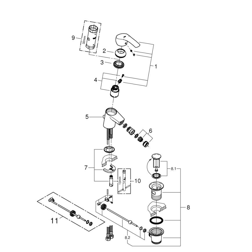 GROHE 32929002 - Bidetová baterie EUROSMART velikost S lesklý chrom