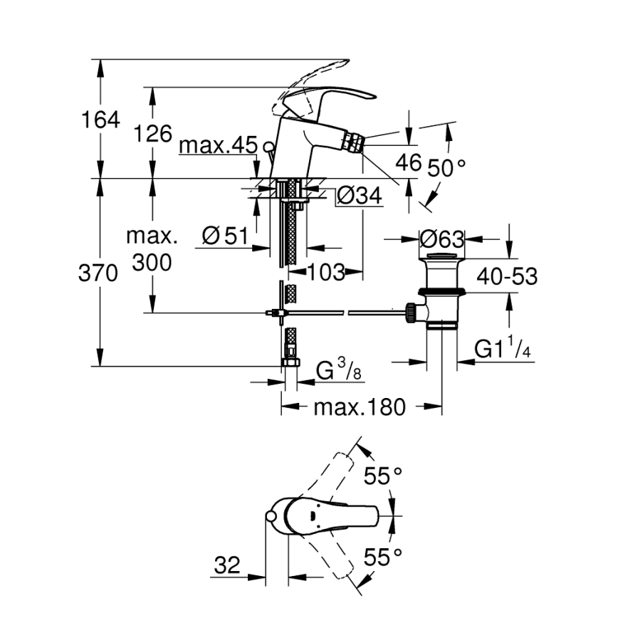 GROHE 32929002 - Bidetová baterie EUROSMART velikost S lesklý chrom