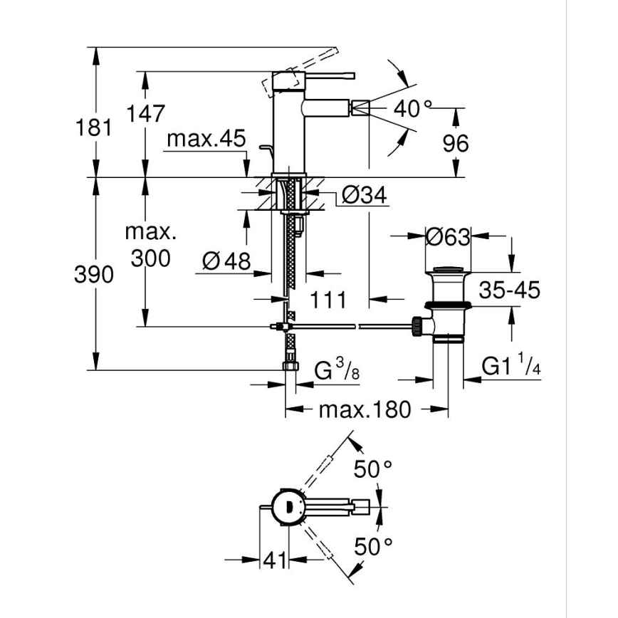 GROHE 32935AL1 - Bidetová baterie ESSENCE velikost S grafit