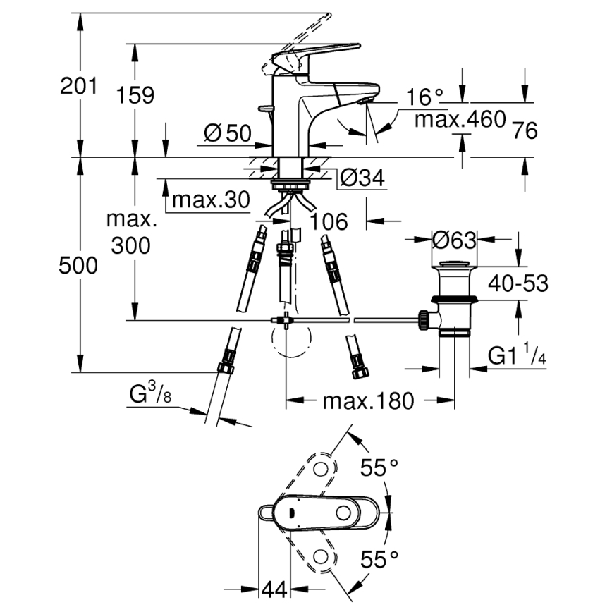 GROHE 33155002 - Umyvadlová baterie EUROPLUS DN 15 lesklý chrom