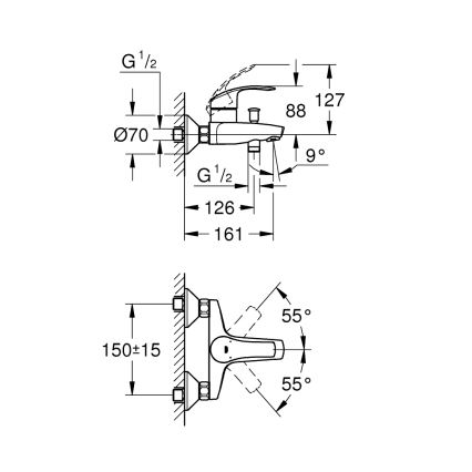 GROHE 33300002 - Vanová baterie EUROSMART DN 15 lesklý chrom