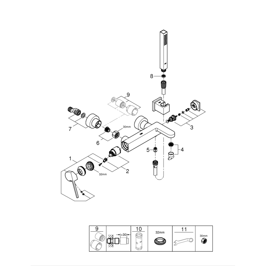 GROHE 33547003 - Vanová sada s baterií PLUS lesklý chrom