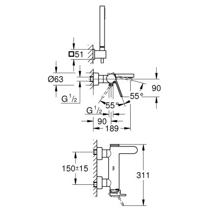 GROHE 33547003 - Vanová sada s baterií PLUS lesklý chrom