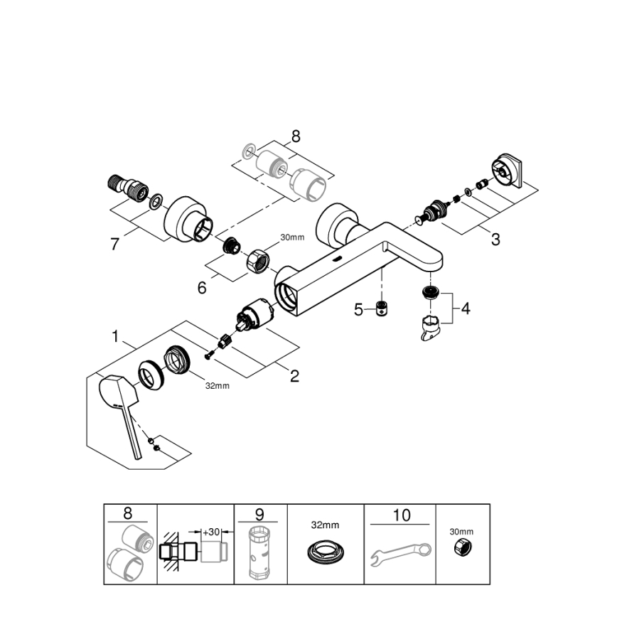 GROHE 33553AL3 - Vanová baterie PLUS grafit