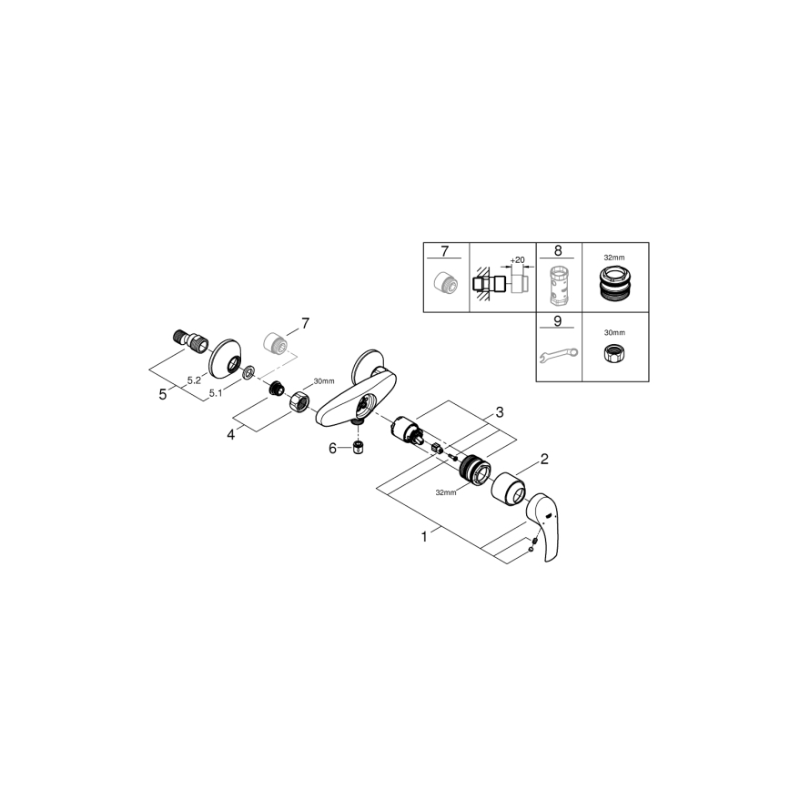 GROHE 33555002 - Sprchová baterie EUROSMART DN 15 lesklý chrom