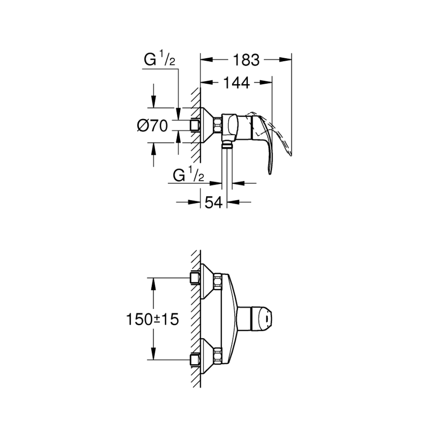 GROHE 33555002 - Sprchová baterie EUROSMART DN 15 lesklý chrom