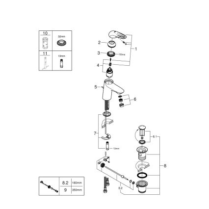 GROHE 33558LS3 - Umyvadlová baterie EUROSTYLE velikost S bílá