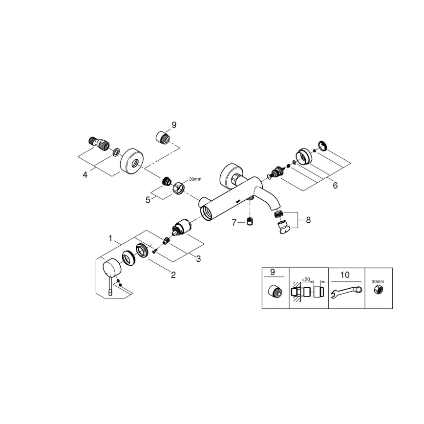 GROHE 33624DL1 - Vanová baterie ESSENCE 193 mm broušená měděná