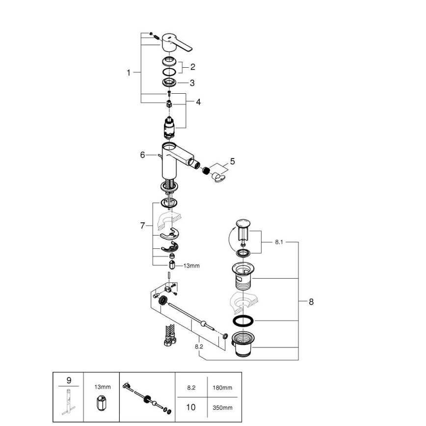 GROHE 33848001 - Bidetová baterie LINEARE DN 15 lesklý chrom