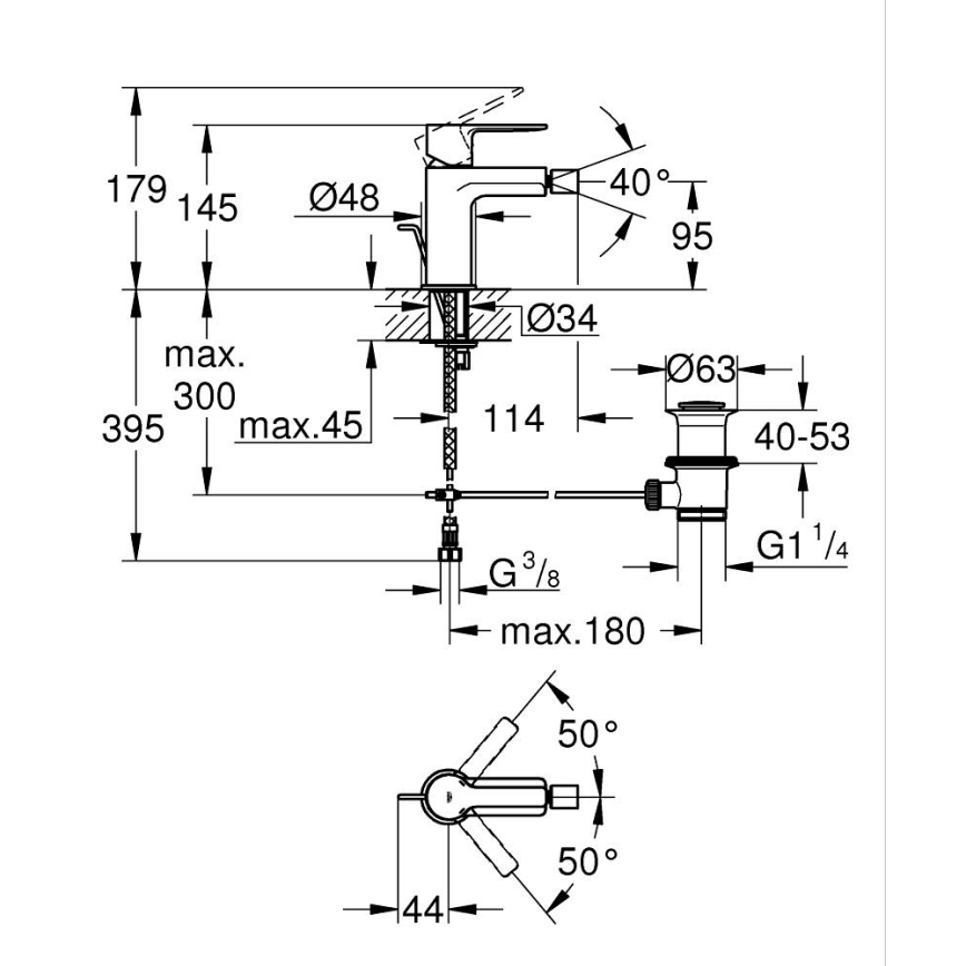 GROHE 33848001 - Bidetová baterie LINEARE DN 15 lesklý chrom