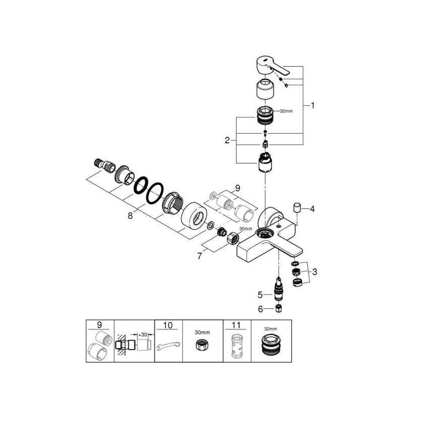 GROHE 33849001 - Vanová baterie LINEARE DN 15 lesklý chrom