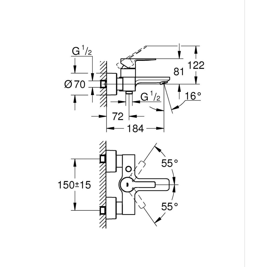 GROHE 33849001 - Vanová baterie LINEARE DN 15 lesklý chrom