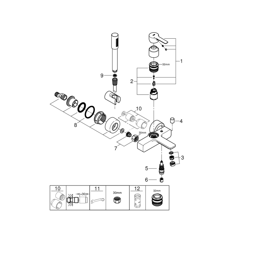 GROHE 33850001 - Vanová baterie LINEARE DN 15 lesklý chrom