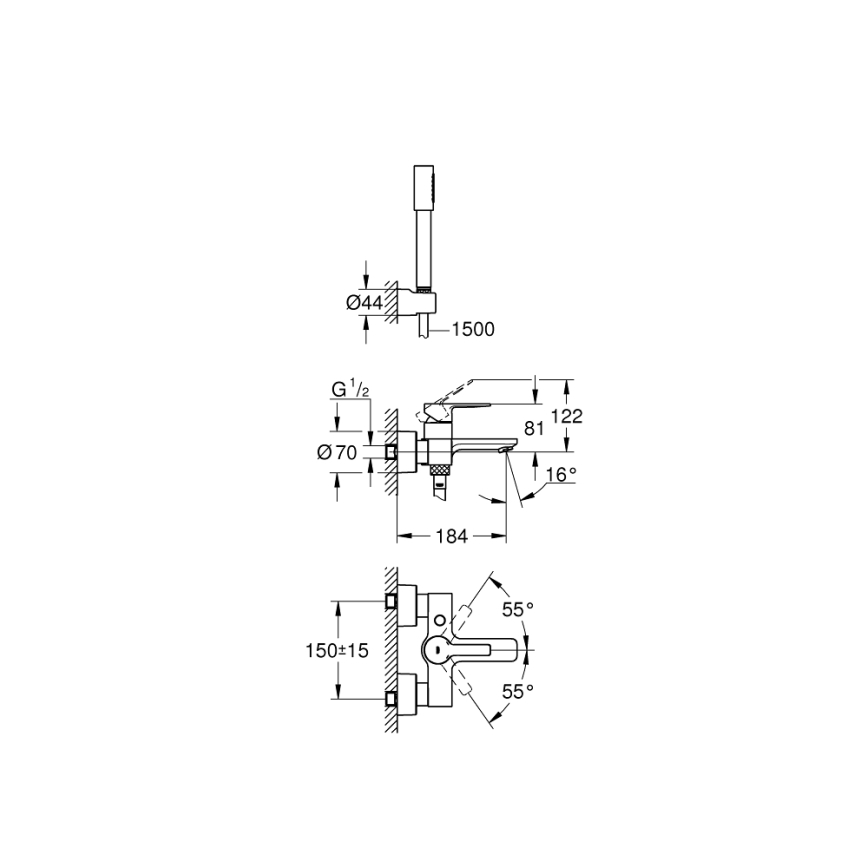 GROHE 33850001 - Vanová baterie LINEARE DN 15 lesklý chrom