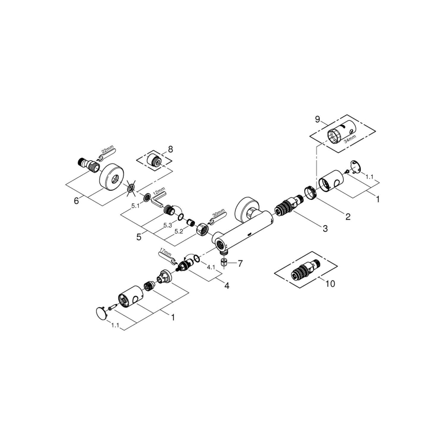 GROHE 34065AL2 -Termost. sprch. baterie GROHTHERM 1000 COSMOPOLITAN DN 15 grafit