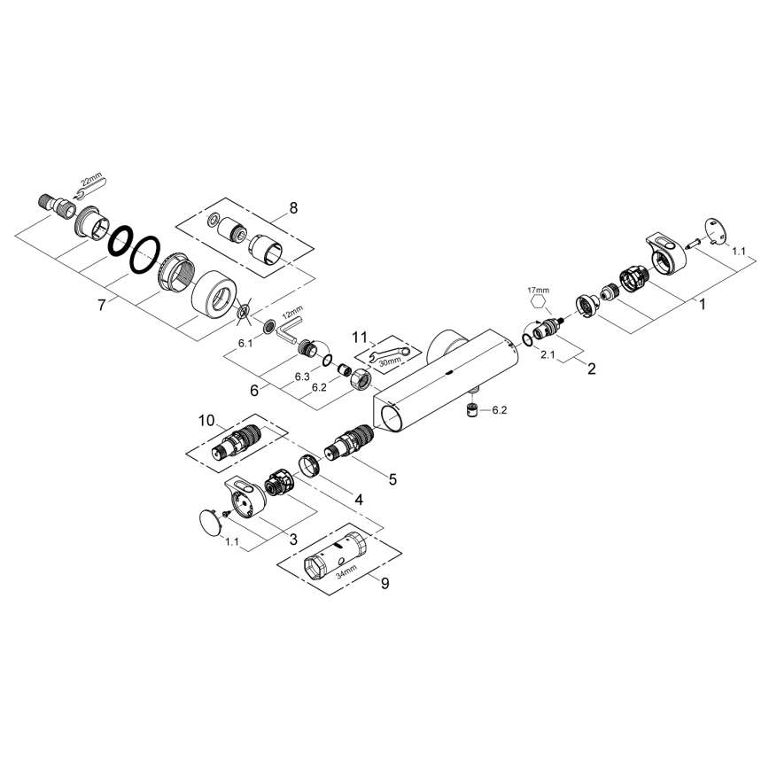 GROHE 34169001 - Termostatická sprchová baterie GROHTHERM 2000 DN 15 chrom