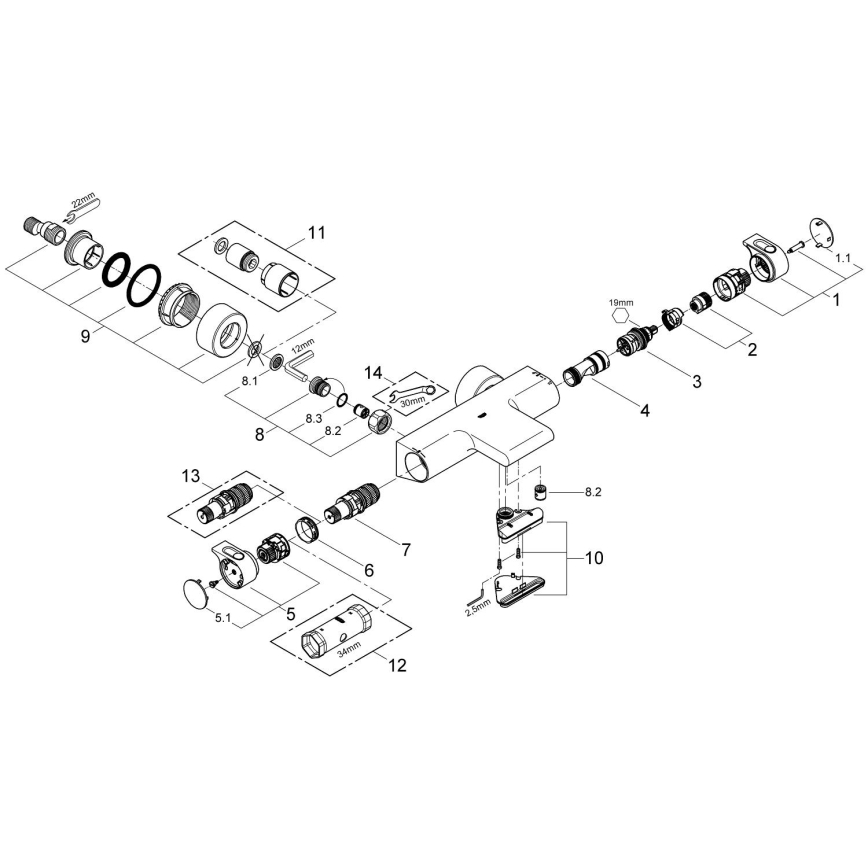 GROHE 34174001 - Termostatická vanová baterie GROHTHERM 2000 172 mm lesklý chrom