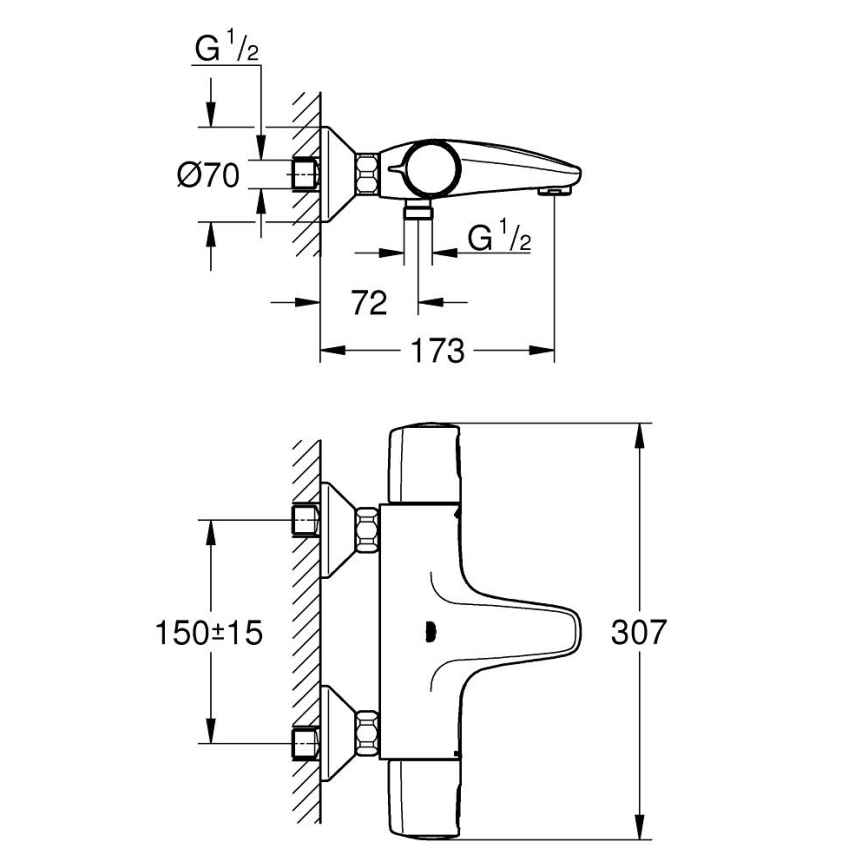 GROHE 34227002 - Termostatická vanová baterie PRECISION TREND DN 15 lesklý chrom