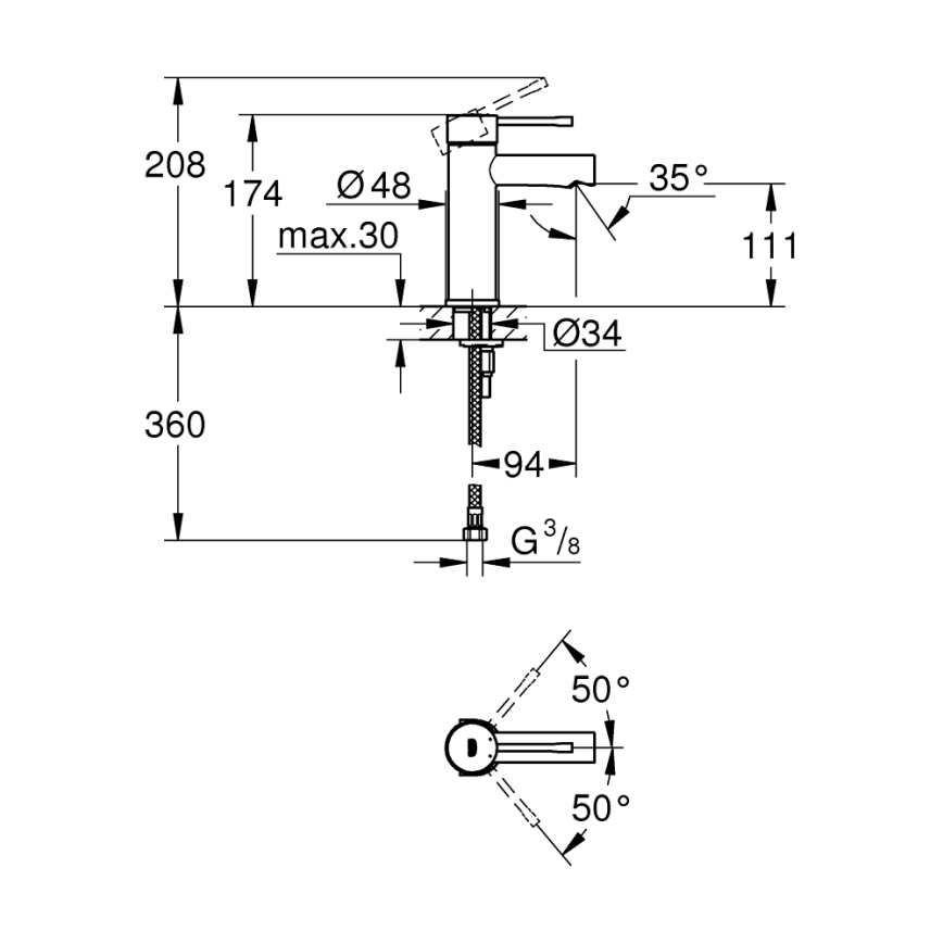 GROHE 34294001 - Umyvadlová baterie ESSENCE DN 15 lesklý chrom