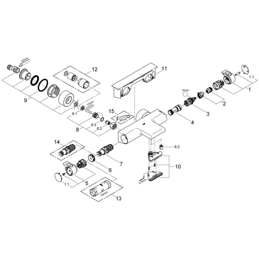 GROHE 34464001 - Termostatická vanová baterie GROHTHERM 2000 DN 15 lesklý chrom