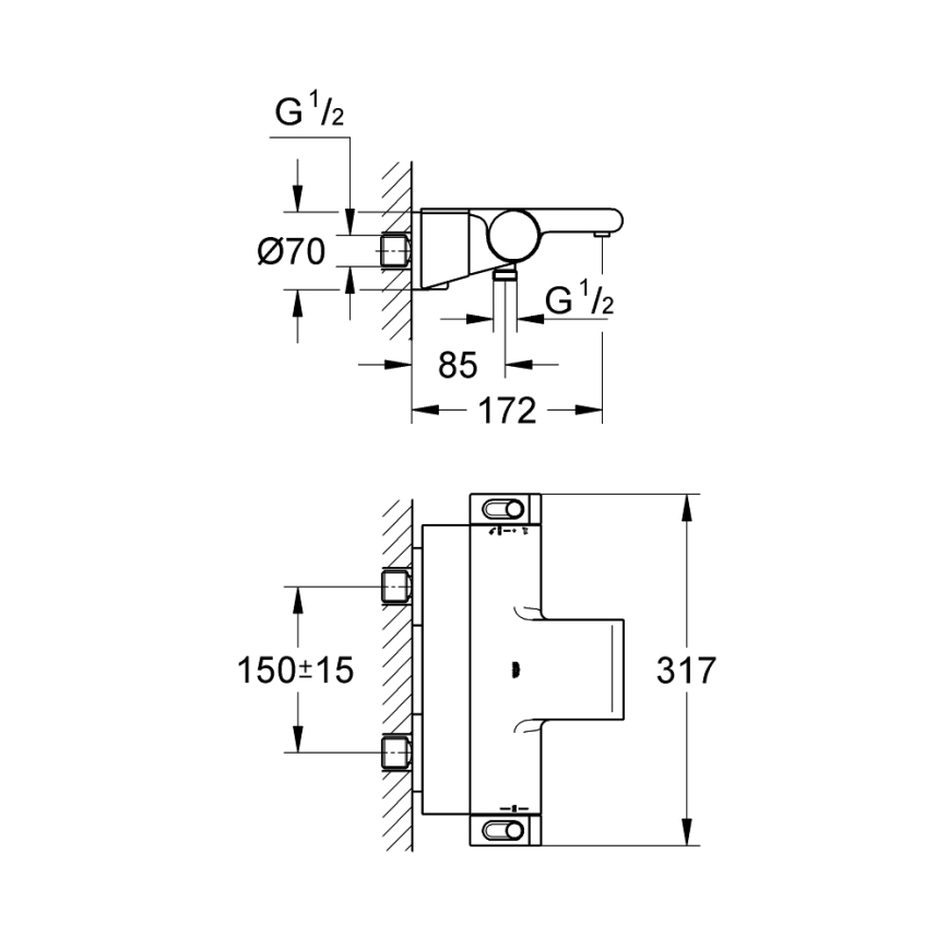 GROHE 34464001 - Termostatická vanová baterie GROHTHERM 2000 DN 15 lesklý chrom